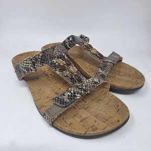 Vionic Viviana Sandals Shoes Womens Size 10 Beige Snake Print Strappy Orthotic
